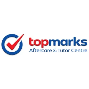 Custom WordPress website SEO and design - Logo of Topmarks Aftercare and Tutor Centre featuring a blue checkmark and red text for educational services - © 2025 Reboot Websites