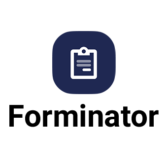 Forminator logo on a white background showing a dark navy rounded square containing a white outlined clipboard with a small circle at the top and three horizontal lines, above the word Forminator in bold black lowercase lettering